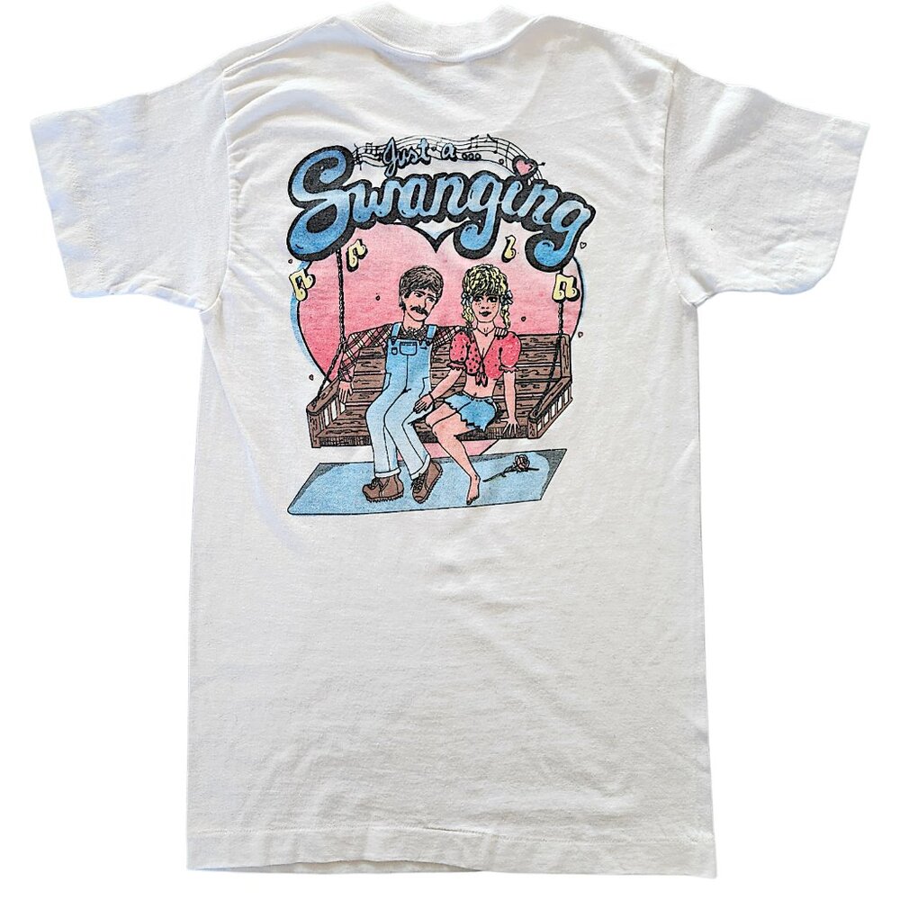 1980s Just A Swanging Vintage Single Stitch Tee Shirt READ DESCRIPTION